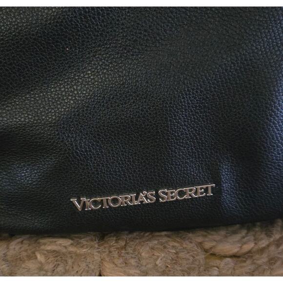 Victoria's Secret Black Ladies Drawstring Faux Leather Backpack - Picture 5 of 7